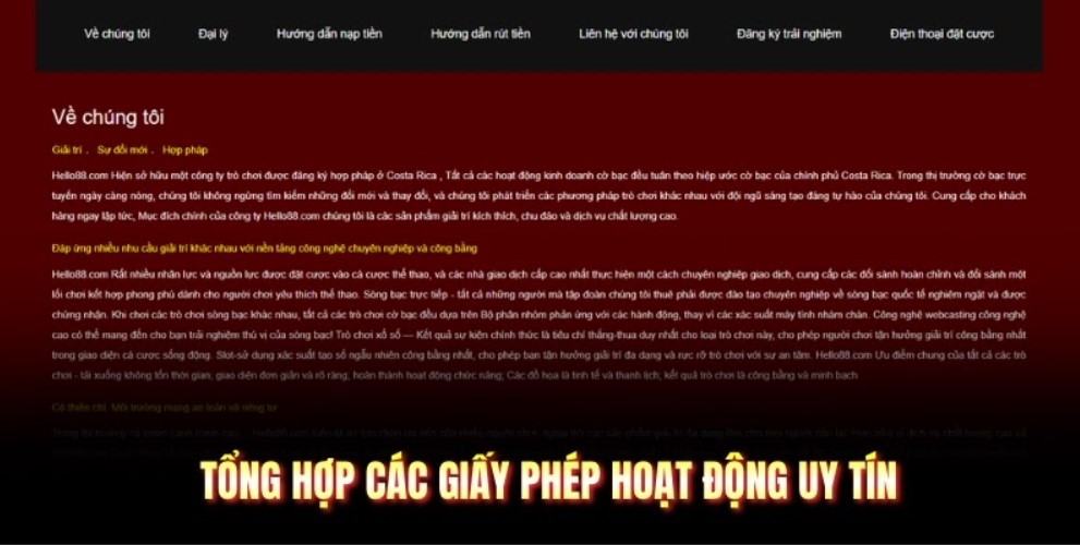 Tổng hợp các giấy phép hoạt động uy tín